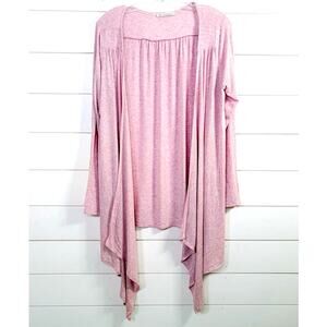 Veveret Women's Open Front Asymmetric Draped Knit Cardigan Pink Size Medium